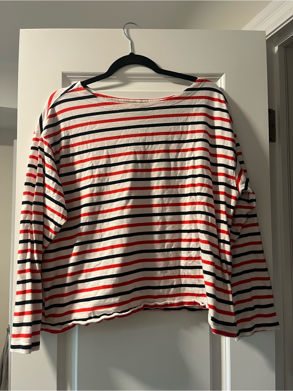 Women’s Long-Sleeve Striped Tee - Red, Blue & White